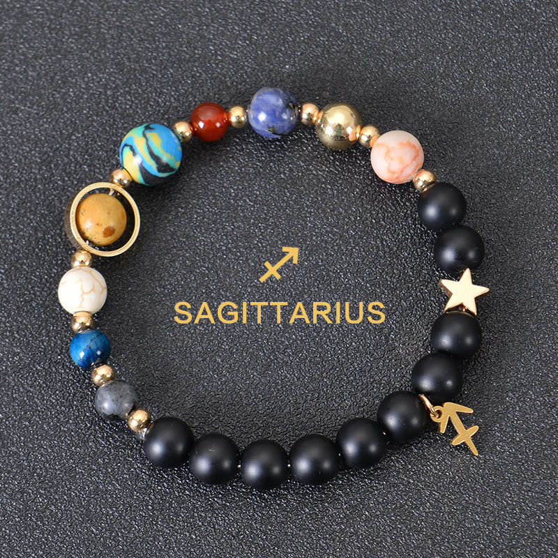 Bracciale Olivenorma con dodici costellazioni e otto pianeti e pietre preziose - Onice nero - Sagittario - image 12