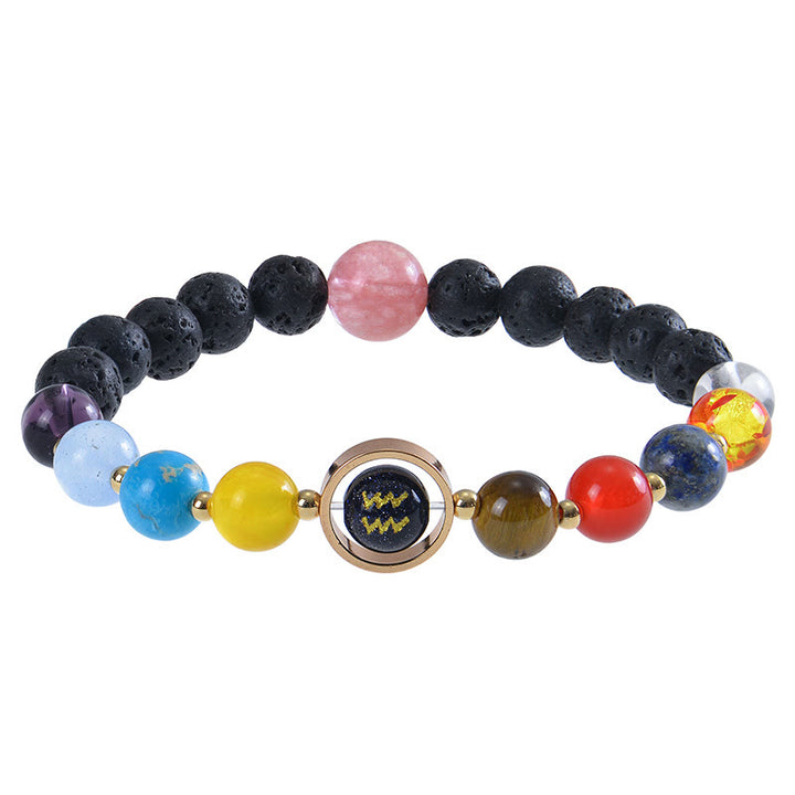 Bracciale Olivenorma con otto pianeti e pietra lavica dello zodiaco - image 2