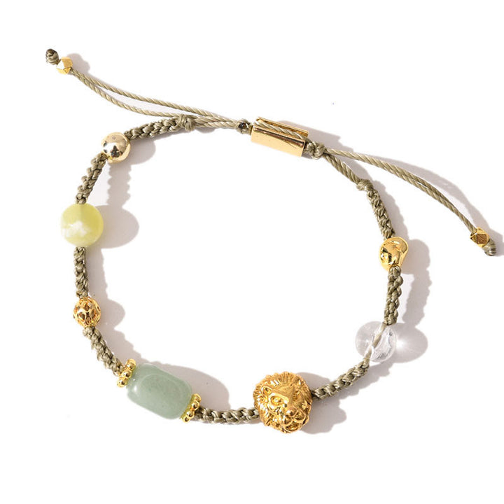 Bracciale intrecciato regolabile con pietre preziose curative Olivenorma - Avventurina verde + citrino + cristallo trasparente - image 8