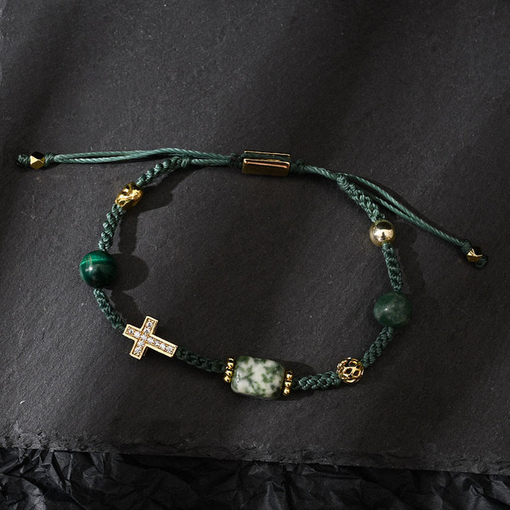 Bracciale intrecciato regolabile con pietre preziose curative Olivenorma - image 23
