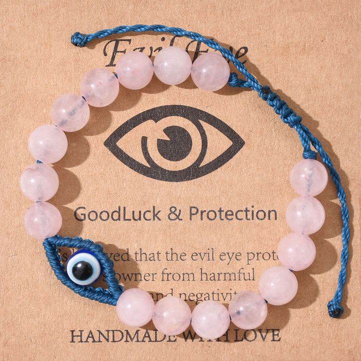 Bracciale intrecciato con cristalli Olivenorma contro il malocchio, la fortuna e la protezione - Quarzo rosa - image 12