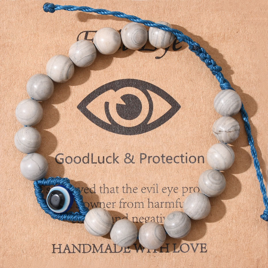 Bracciale intrecciato con cristalli Olivenorma contro il malocchio, la fortuna e la protezione - Diaspro grigio - image 15