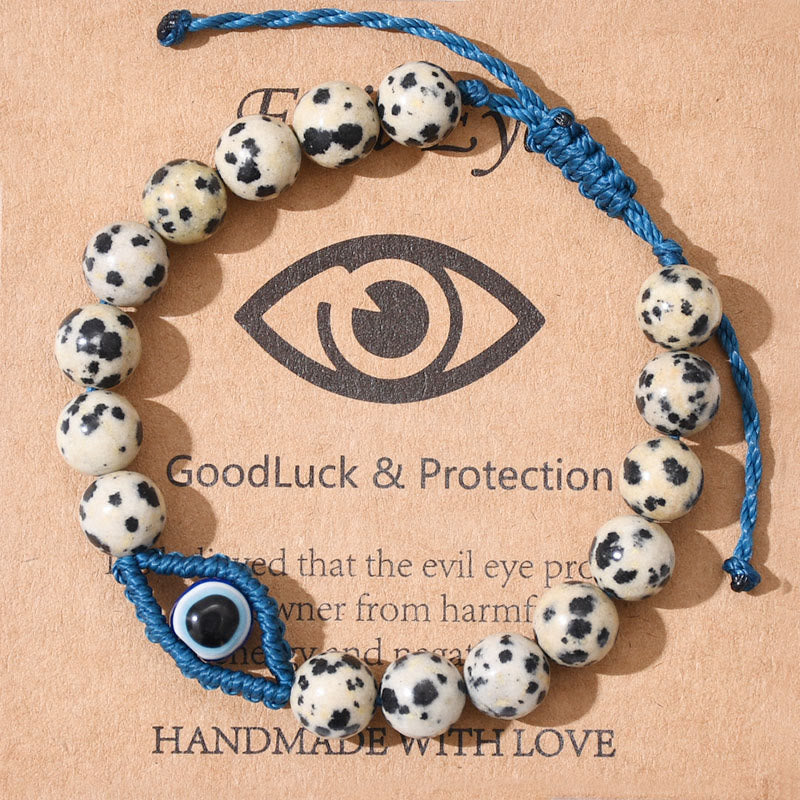 Bracciale intrecciato con cristalli Olivenorma contro il malocchio, la fortuna e la protezione - Diaspro dalmata - image 6