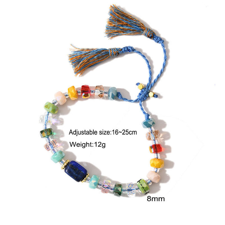 Bracciale intrecciato con pietre preziose e nappe glitterate in stile boho di Olivenorma - image 5