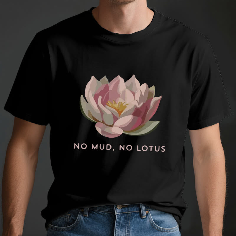 Maglietta da yoga in cotone Olivenorma "NO MUD, NO LOTUS" - image 3