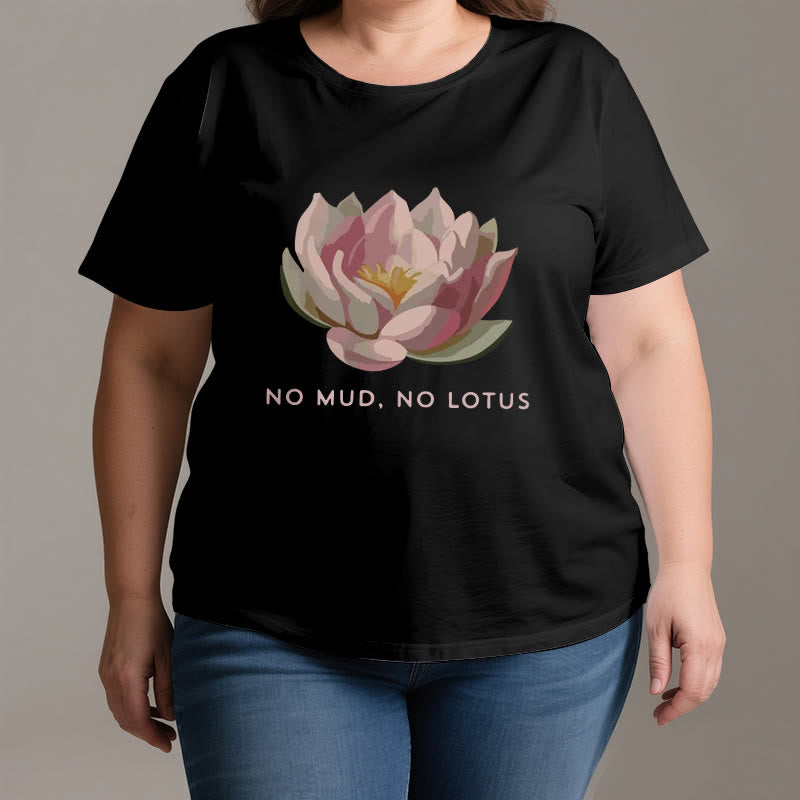 Maglietta da yoga in cotone Olivenorma "NO MUD, NO LOTUS" - image 3