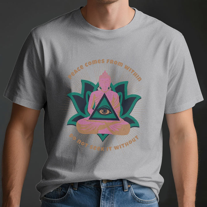 Olivenorma "La pace viene da dentro" Maglietta spirituale del Buddha Lotus - image 3