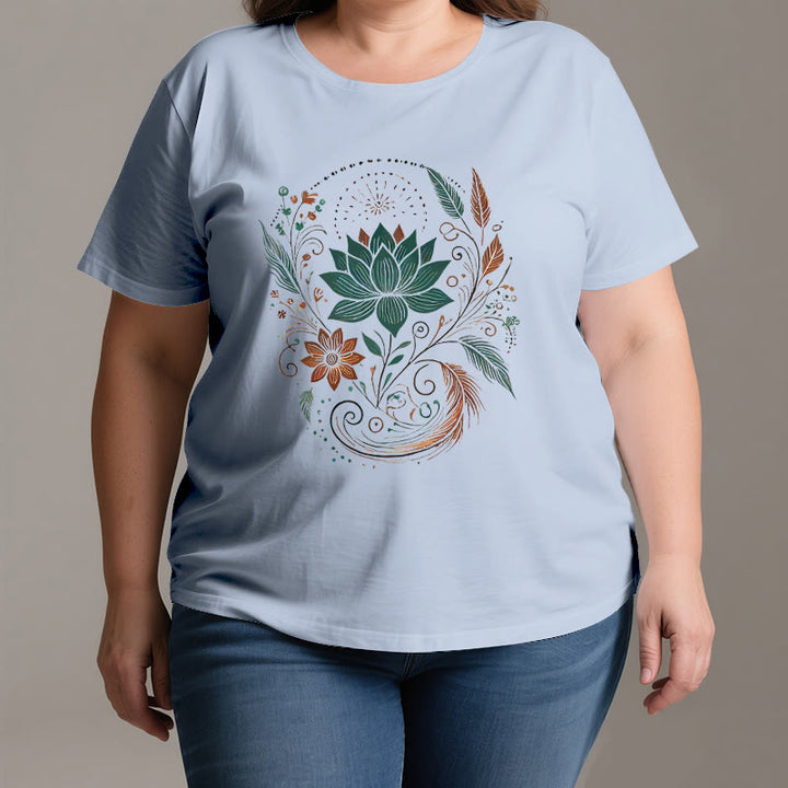 Maglietta da yoga in cotone con fiori di loto e foglie Olivenorma - image 3