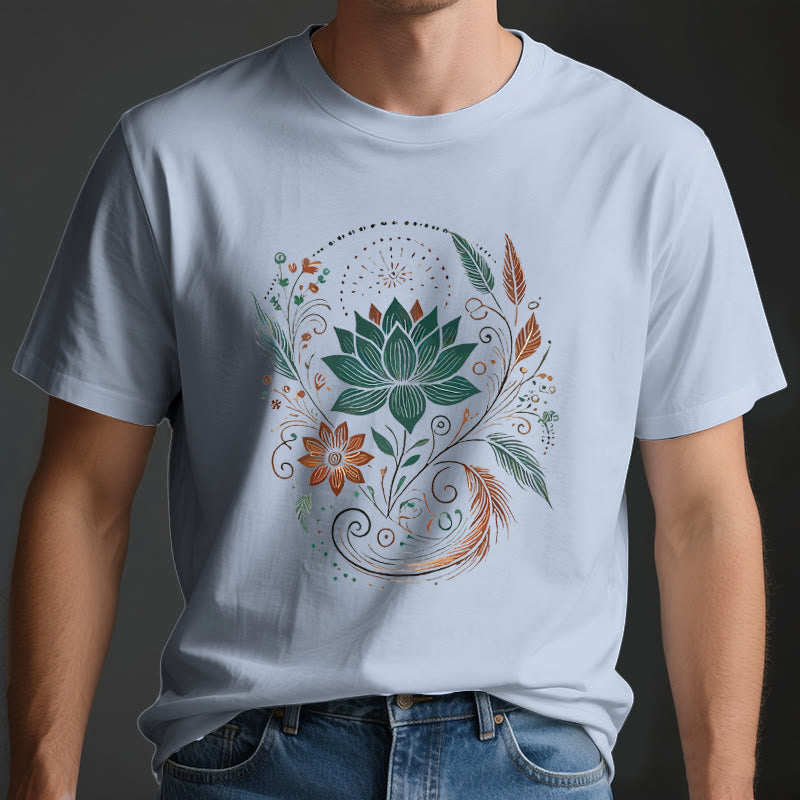 Maglietta da yoga in cotone con fiori di loto e foglie Olivenorma - image 3