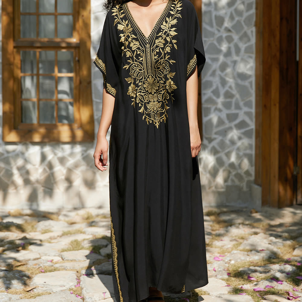 Abito da spiaggia Olivenorma con camicetta ricamata e abito da vacanza in caftano - Nero - Taglia unica - image 0