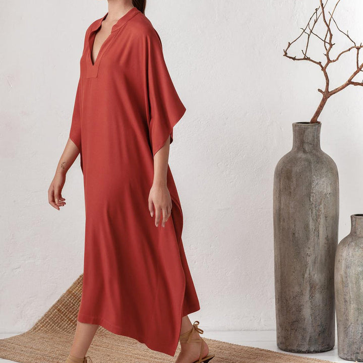 Abito da spiaggia Olivenorma in caftano da resort in poliestere setoso - image 2