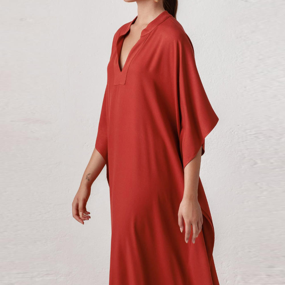 Abito da spiaggia Olivenorma in caftano da resort in poliestere setoso - image 3