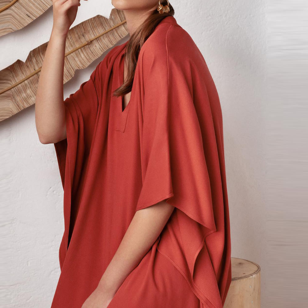 Abito da spiaggia Olivenorma in caftano da resort in poliestere setoso - image 5