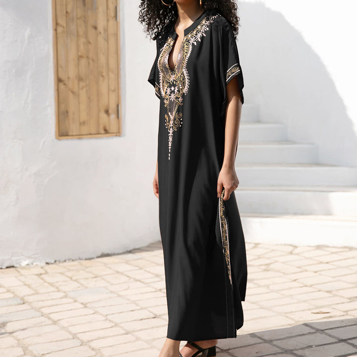 Olivenorma Beach Blouse Abito Caftano Vintage Ricamato