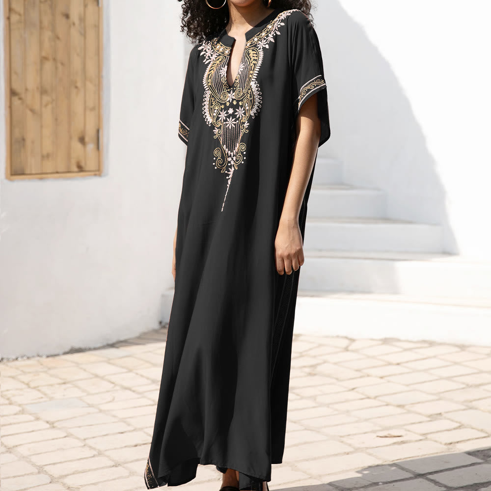 Olivenorma Beach Blouse Abito Caftano Vintage Ricamato
