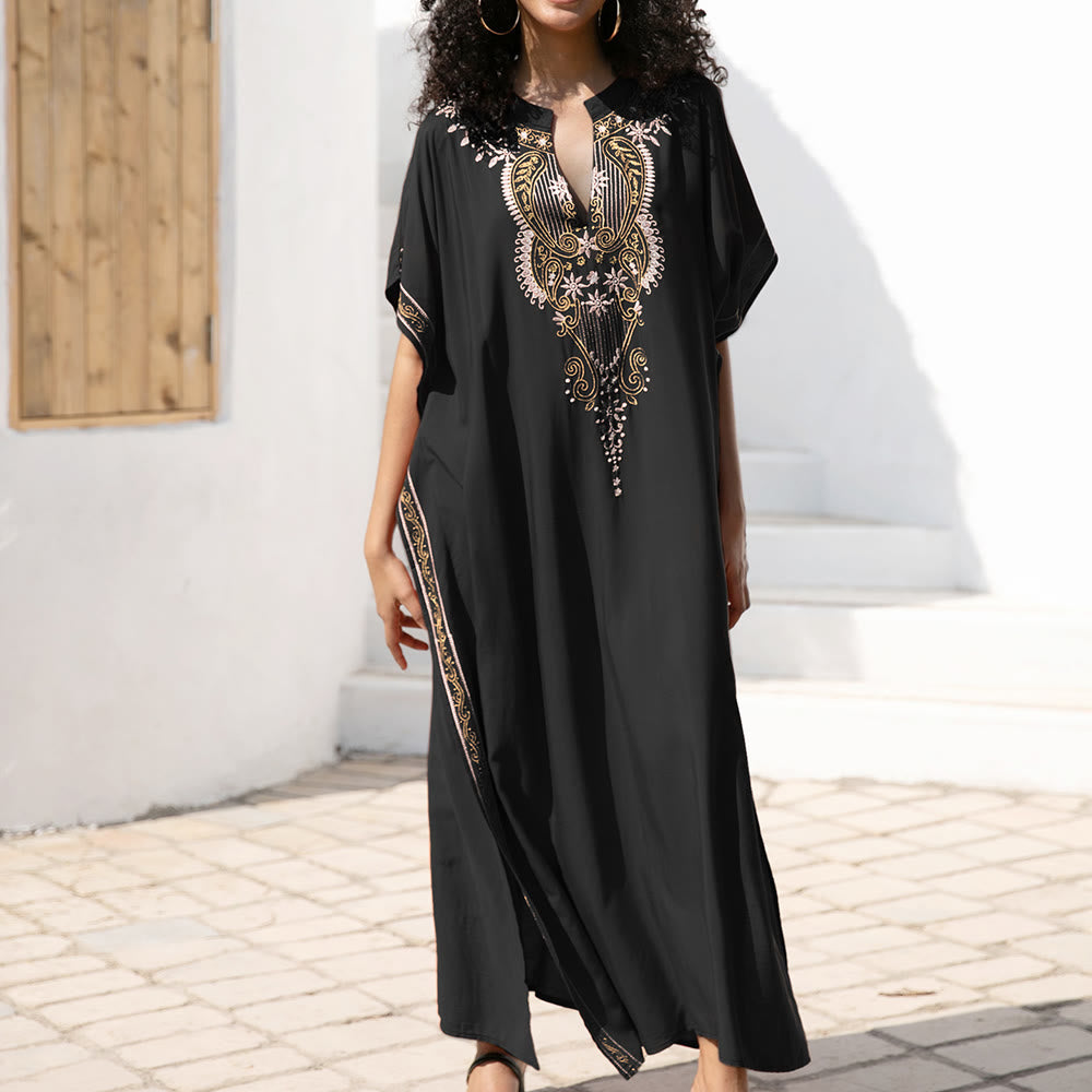 Olivenorma Beach Blouse Abito Caftano Vintage Ricamato