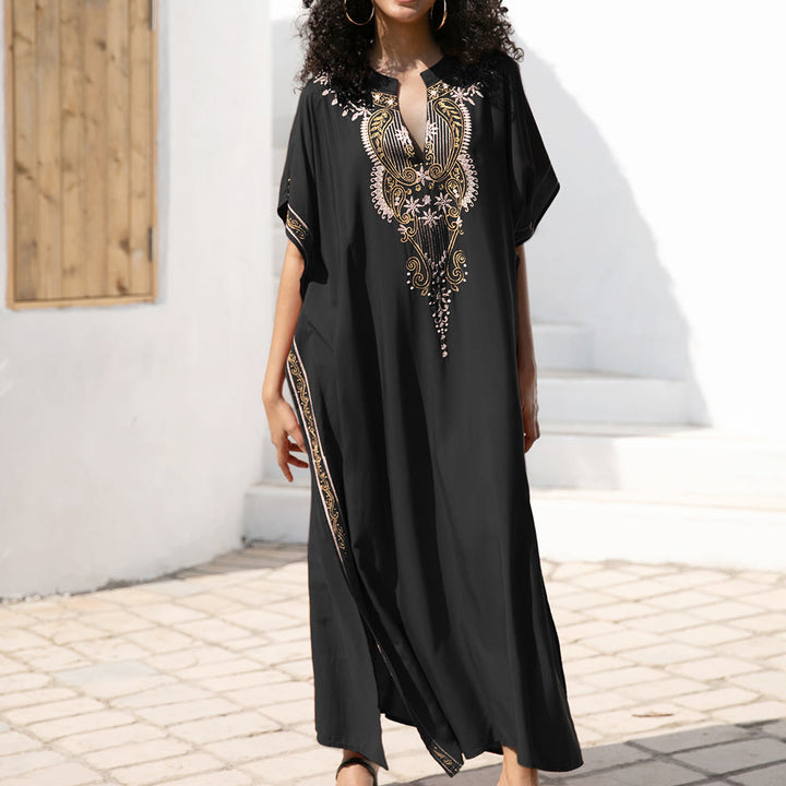 Olivenorma Beach Blouse Abito Caftano Vintage Ricamato