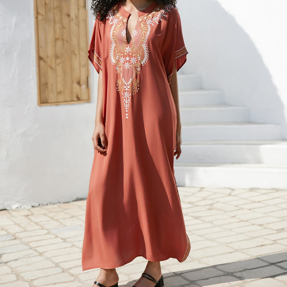 Olivenorma Beach Blouse Abito Caftano Vintage Ricamato