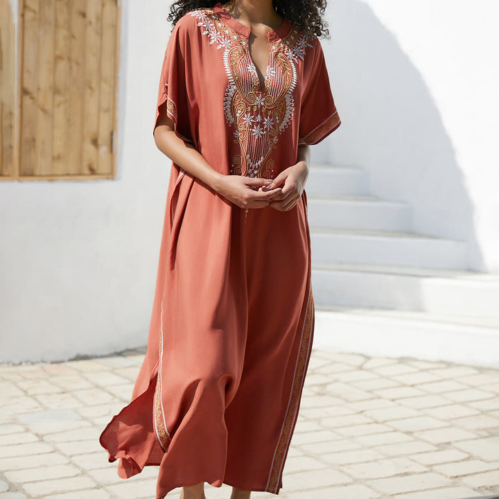 Olivenorma Beach Blouse Abito Caftano Vintage Ricamato