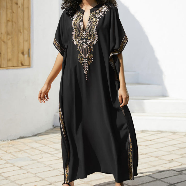 Olivenorma Beach Blouse Abito Caftano Vintage Ricamato - Nero - Taglia unica - image 10