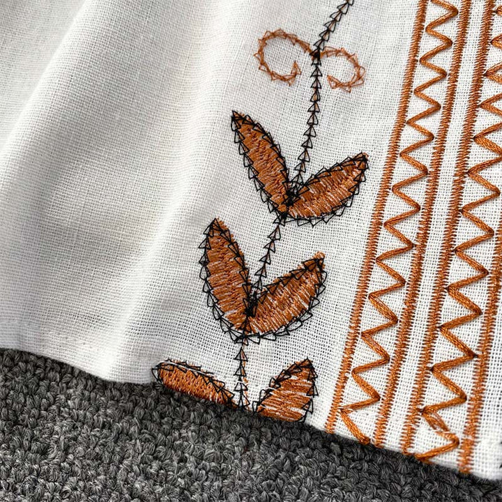 Camicia da donna Olivenorma Bohemia con maniche a lanterna ricamate