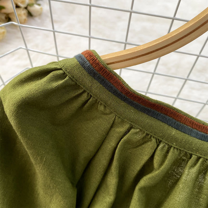 Camicia da donna Olivenorma con maniche a lanterna e ricamo floreale pastorale