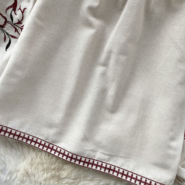 Camicia da donna Olivenorma con maniche a lanterna e ricamo floreale vintage - image 12