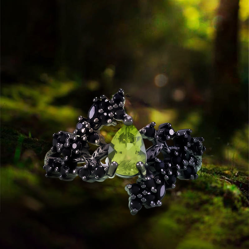 Anello di Afrodite di Olivenorma Bloom - Peridoto e ossidiana - image 1