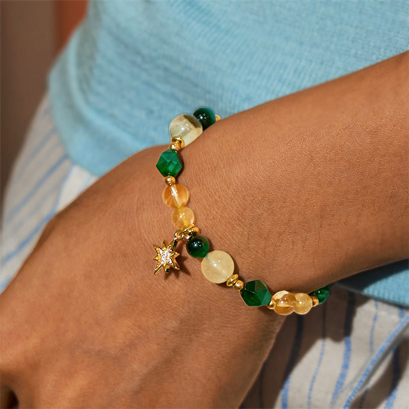 Bracciale della ricchezza in occhio di tigre verde Olivenorma "Viaggio abbondante"