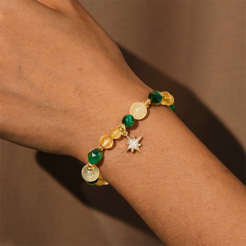 Bracciale della ricchezza in occhio di tigre verde Olivenorma "Viaggio abbondante"