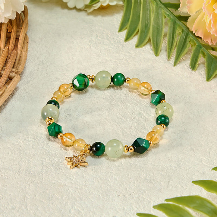 Bracciale della ricchezza in occhio di tigre verde Olivenorma "Viaggio abbondante"