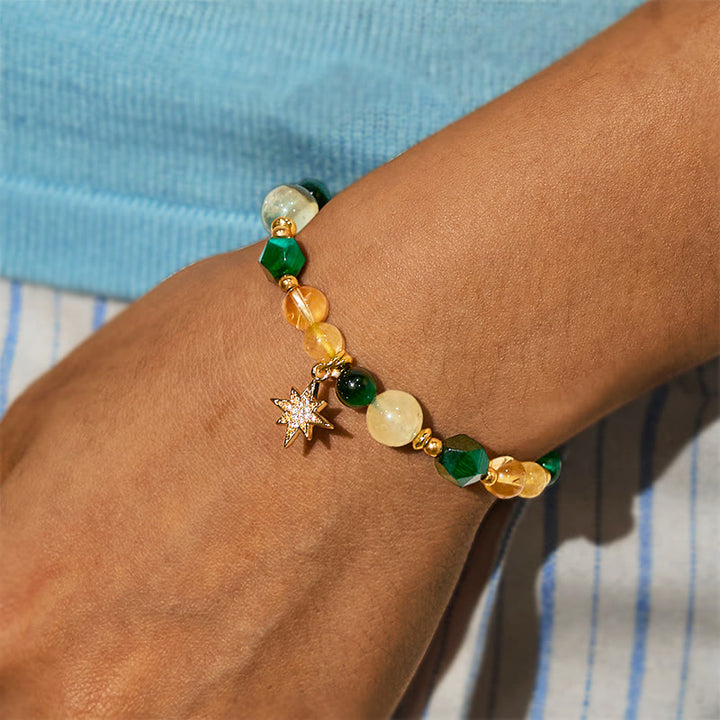 Bracciale della ricchezza in occhio di tigre verde Olivenorma "Viaggio abbondante"