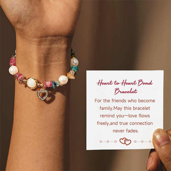 Bracciale Olivenorma "Heart to Heart Bond" con tormalina e perle