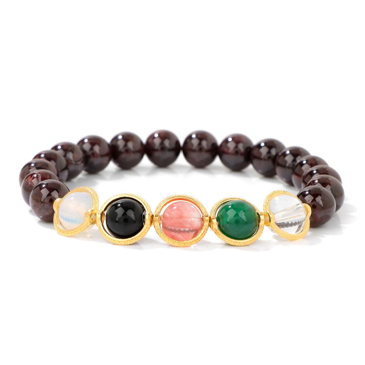 Bracciale Olivenorma con perline di perle e granato da 8 mm - Granato - image 14