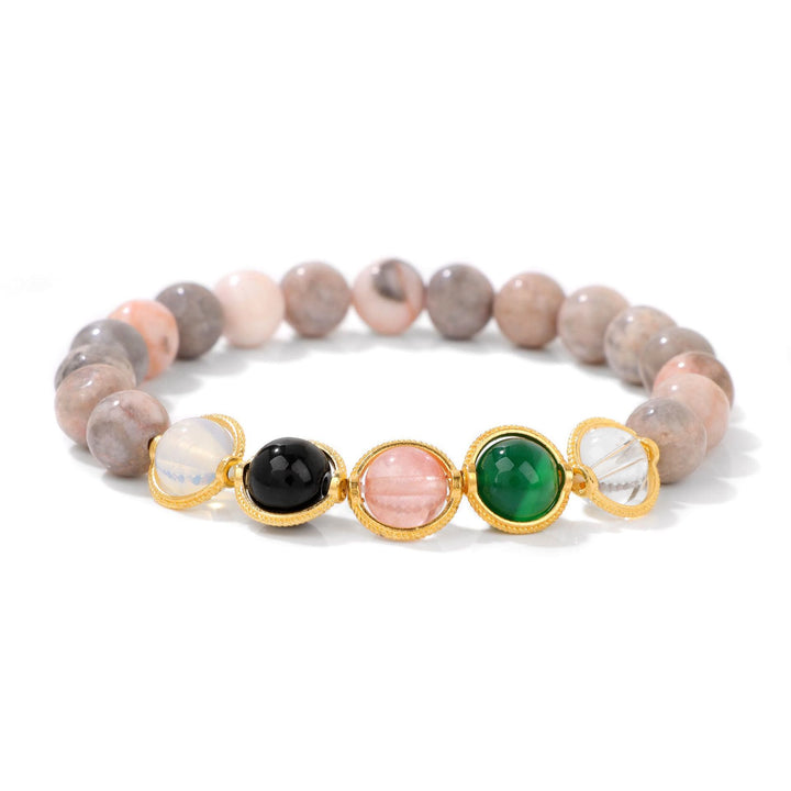 Bracciale Olivenorma con perline di perle e granato da 8 mm - Diaspro zebra rosa - image 13