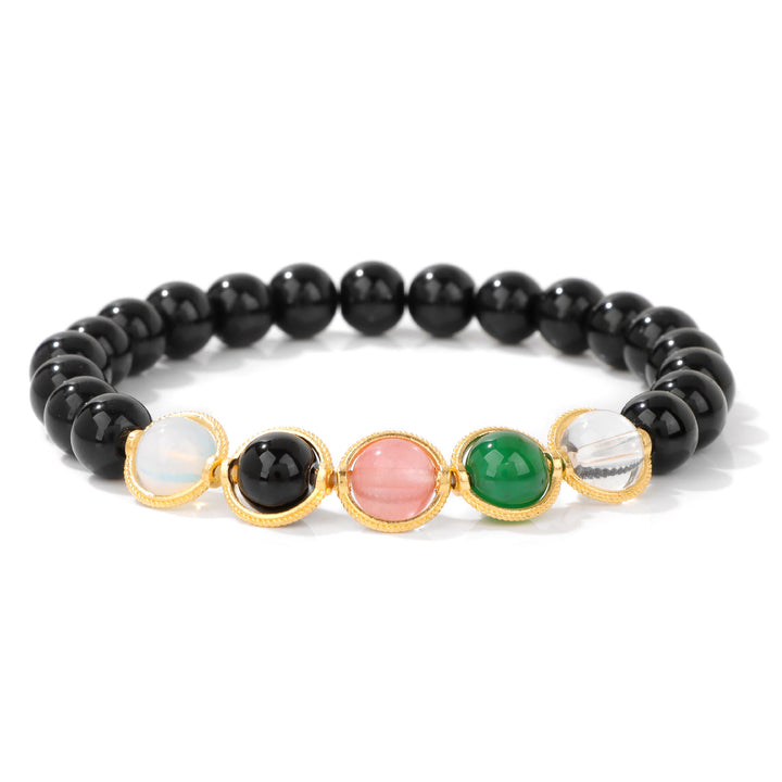 Bracciale Olivenorma con perline di perle e granato da 8 mm - Ossidiana - image 10