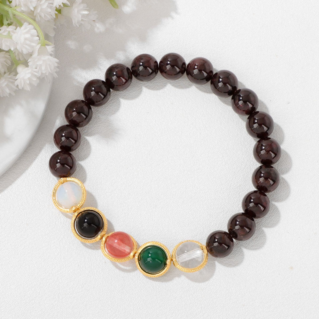 Bracciale Olivenorma con perline di perle e granato da 8 mm - image 15
