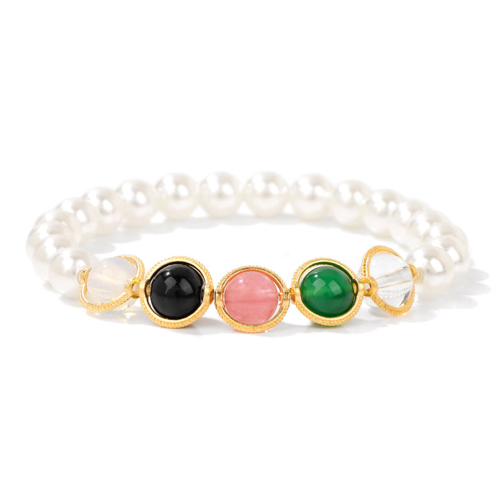 Bracciale Olivenorma con perline di perle e granato da 8 mm - Perla - image 2