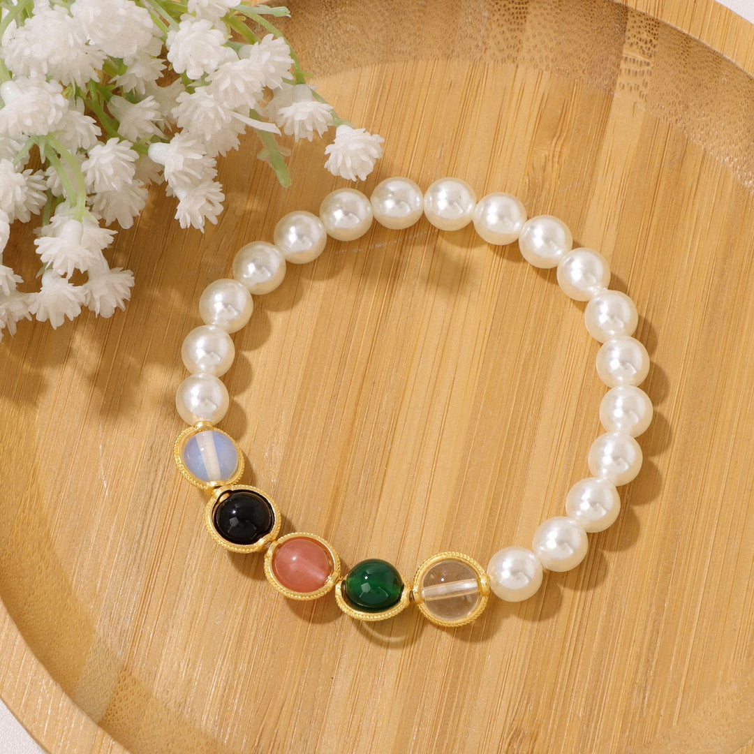 Bracciale Olivenorma con perline di perle e granato da 8 mm - image 5