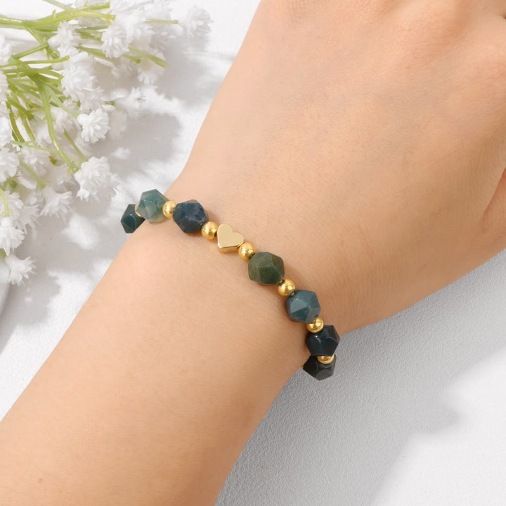 Bracciale Olivenorma con perline a forma di cuore in pietra preziosa sfaccettata da 8 mm - image 5