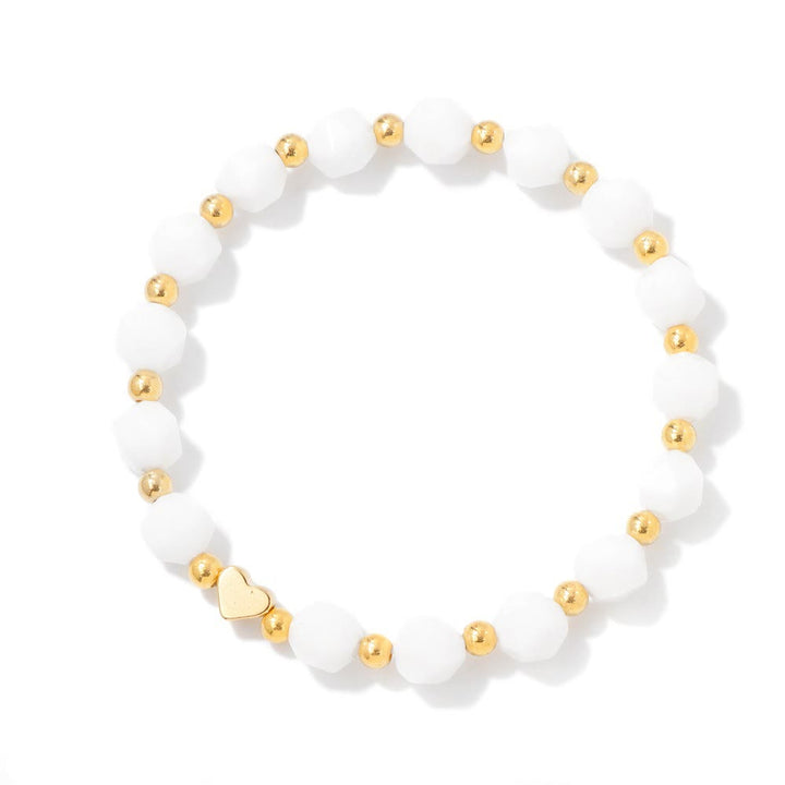 Bracciale Olivenorma con perline a forma di cuore in pietra preziosa sfaccettata da 8 mm - Giada bianca - image 22