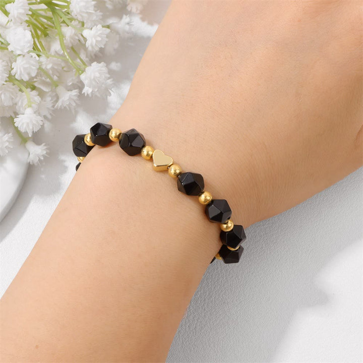 Bracciale Olivenorma con perline a forma di cuore in pietra preziosa sfaccettata da 8 mm - image 10