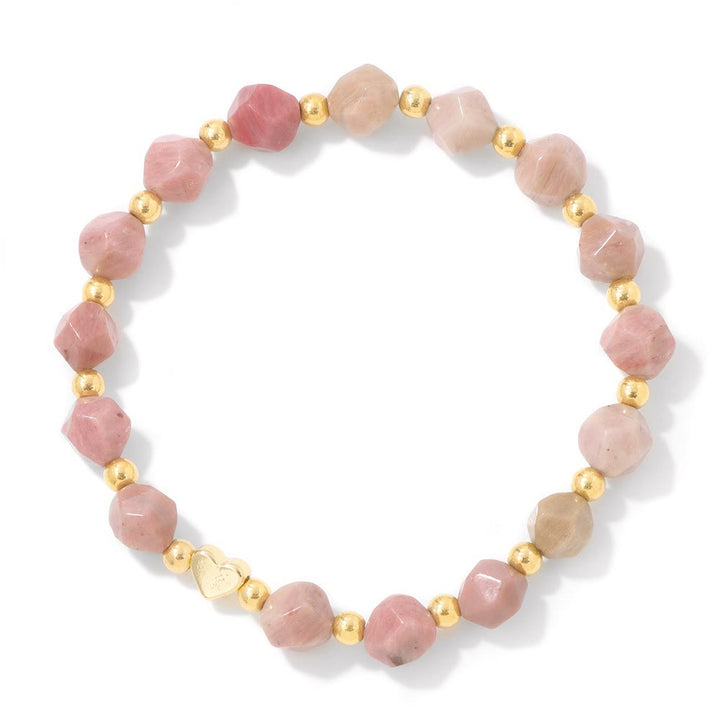 Bracciale Olivenorma con perline a forma di cuore in pietra preziosa sfaccettata da 8 mm - Rodocrosite - image 16