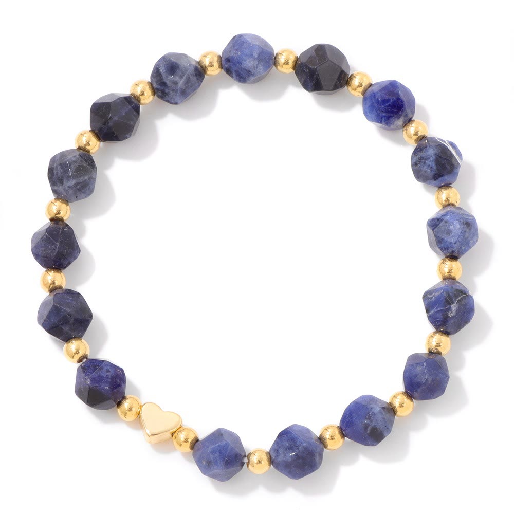 Bracciale Olivenorma con perline a forma di cuore in pietra preziosa sfaccettata da 8 mm - Sodalite - image 12