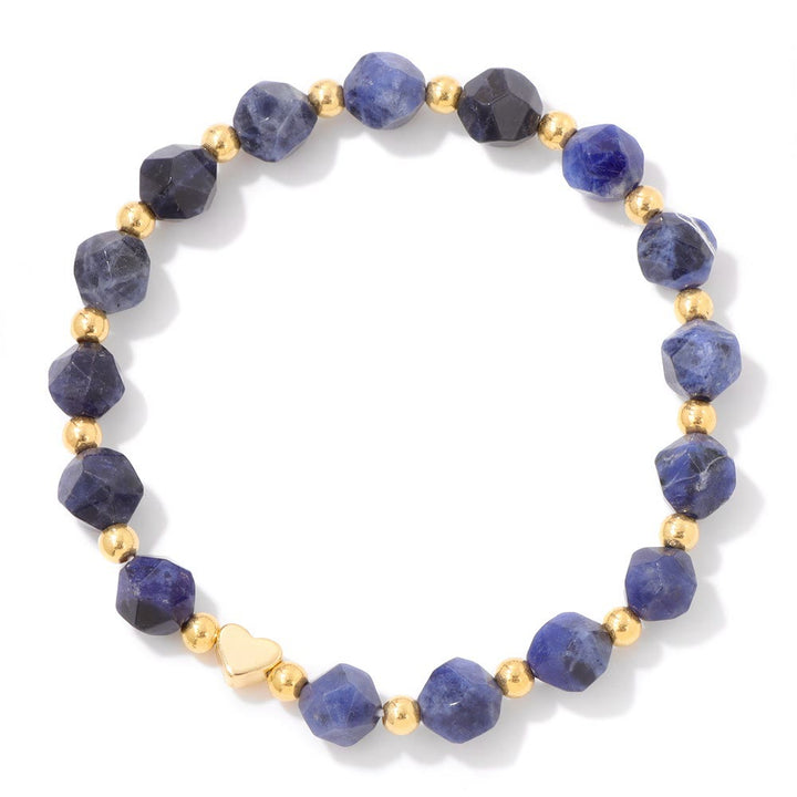 Bracciale Olivenorma con perline a forma di cuore in pietra preziosa sfaccettata da 8 mm - Sodalite - image 12