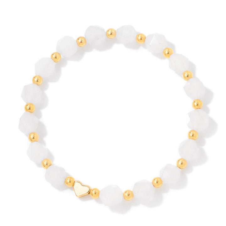 Bracciale Olivenorma con perline a forma di cuore in pietra preziosa sfaccettata da 8 mm - Agata bianca - image 24