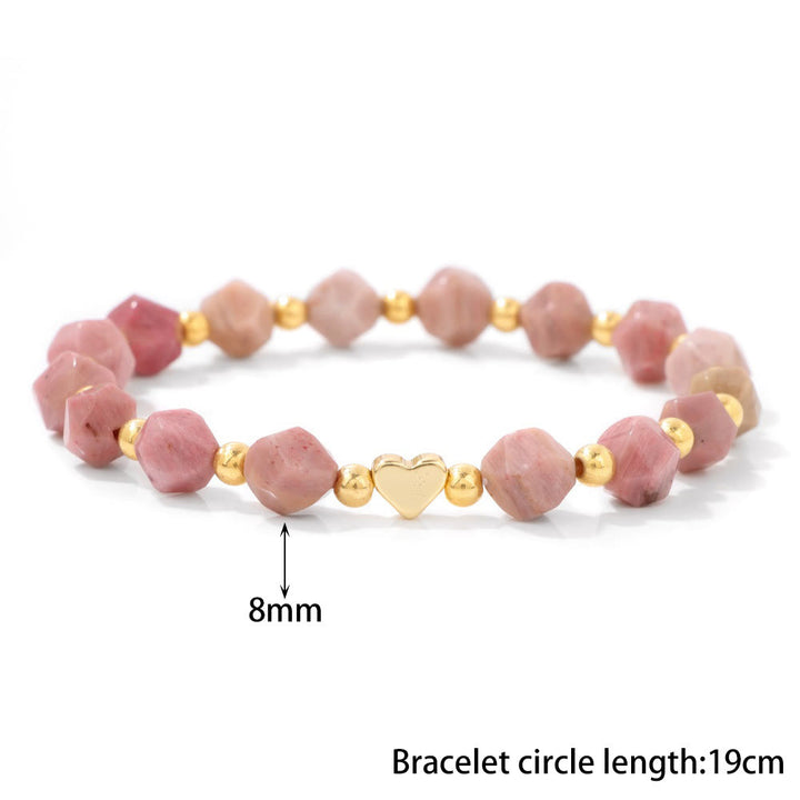 Bracciale Olivenorma con perline a forma di cuore in pietra preziosa sfaccettata da 8 mm - image 17
