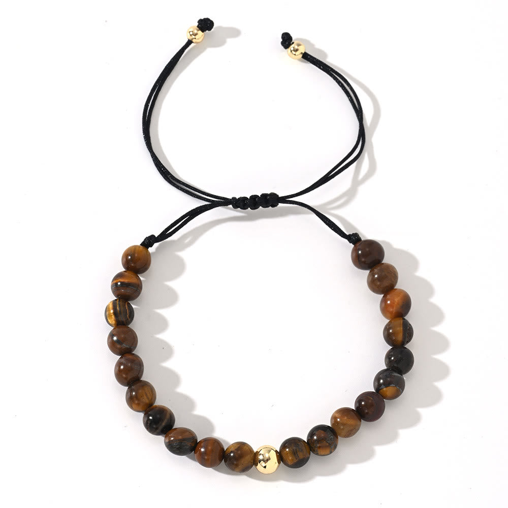 Bracciale intrecciato con perline regolabili in cristallo naturale Olivenorma - Occhio di tigre - image 2