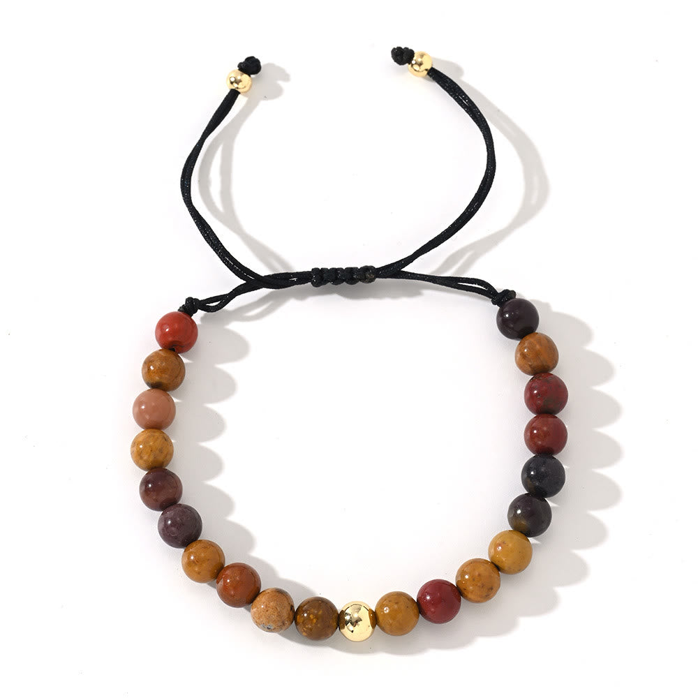 Bracciale intrecciato con perline regolabili in cristallo naturale Olivenorma - Mookaite - image 12