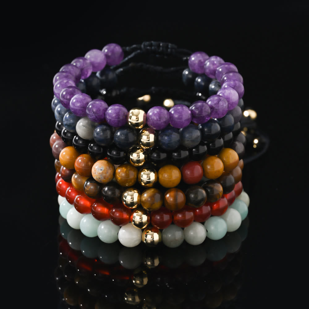 Bracciale intrecciato con perline regolabili in cristallo naturale Olivenorma - image 17
